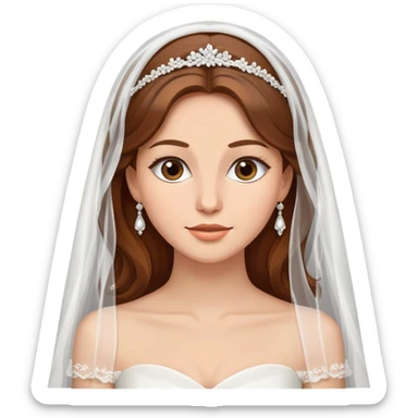beautiful brown long hair modern bride with veil sticker