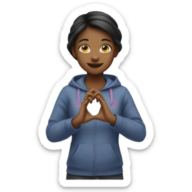 A girl doing a hand heart  sticker