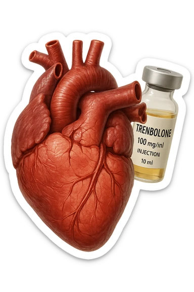 cuore umano anatomico con FIala MEDICa DI Trenbolone che gli FLUTTUA dietro, iperrealistico 4k, isolato su sfondo bianco, iperrealistico 4k, isolato su sfondo bianco sticker