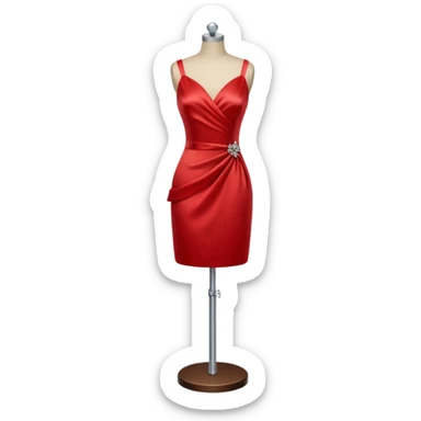dress mannequin with tiny red dress sticker
