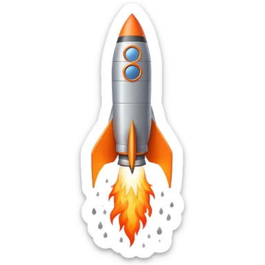 A rocket launching into space with flames and smoke coming out of the bottom sticker