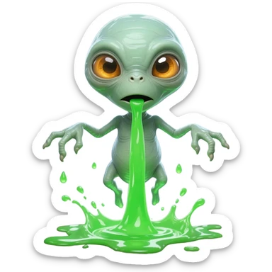 E.T. The Extra-Terrestrial from the movie puking green liquid sticker