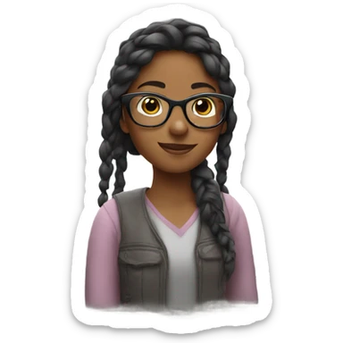 girl with glasses by window sticker