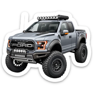 Gray Ford F-150 Raptor with Fox Shocks 3.0 Race Series Front & Rear sticker