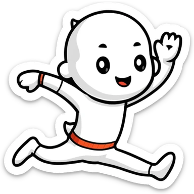 Colorful cartoon character jumping with joy sticker