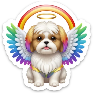 Shih tzu angel with rainbow  sticker