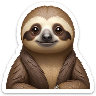 Cinematic Noble Sloth Portrait Emoji, Poised and serene, with a leisurely, gentle build and calm, wise eyes adorned with soft, textured fur, Simplified yet sharp and sophisticated features, highly detailed, glowing with a soft, tranquil glow, high shine, intelligent and unhurried, stylized with an air of relaxed authority, focused and composed, soft glowing outline, capturing the essence of a watchful and confident guardian that appears ready to slowly emerge from the screen with effortless grace! sticker