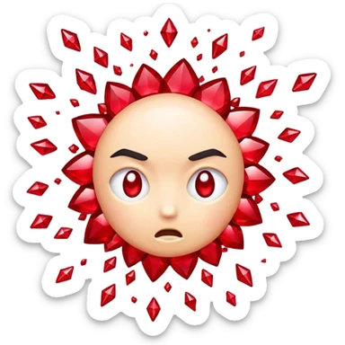 head exploding with rubies flying out sticker