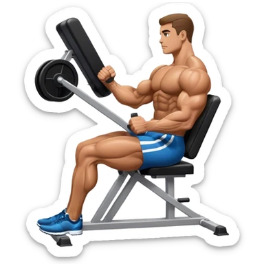 side-view bodybuilder seated weighted calf-raise machine sticker
