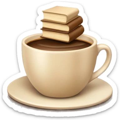 cup of coffee on top of a small stack of brown and beige books sticker