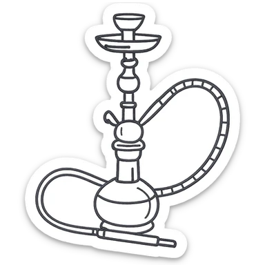 hookah, hand drawn outline style sticker