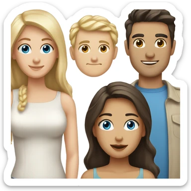 white couple, men with dark hair and brown eyes, woman with light hair and blue eyes sticker