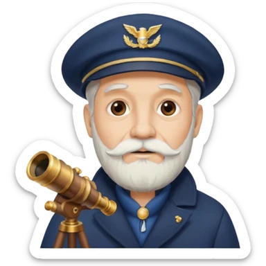 old sailor with a white beard and a telescope sticker