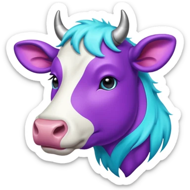 glitter purple and cian vaca sticker