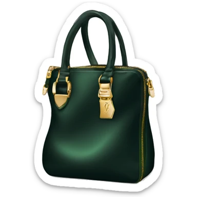 Black Designer Louis Vuitton bag with dark green monogram and dark green trim and gold details sticker