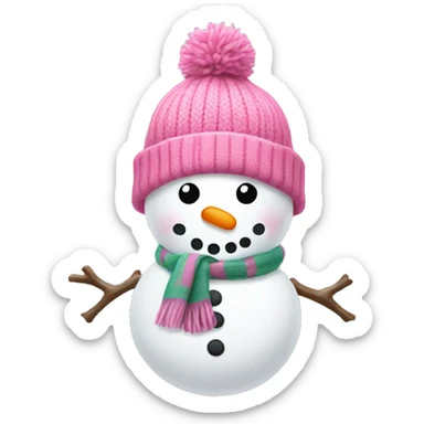 snowman with pink scarf and bobble hat sticker