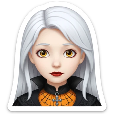 Pale woman with white hair gothic style sticker