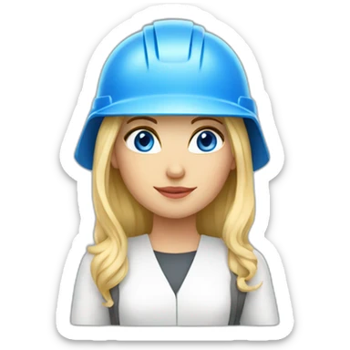 female architect blonde blue eyes with a helmet sticker