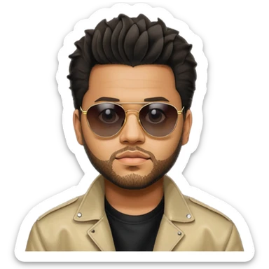 the weeknd looking off to the side with sunglasses and lights reflecting off them during after hours era sticker