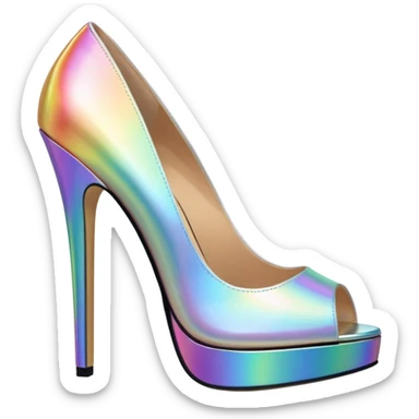 Holographic raindow open toe high heel pumps sticker
