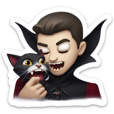 Vampire biting cat sticker