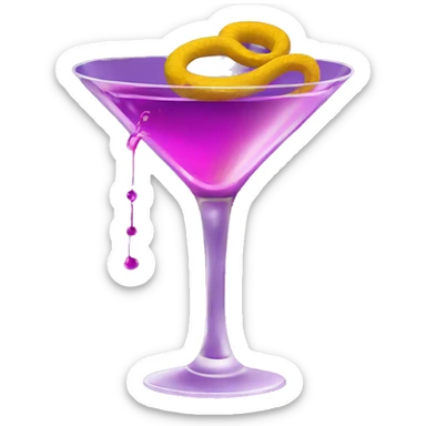a snake coiling around a martini glass filled with purple-red liquid sticker