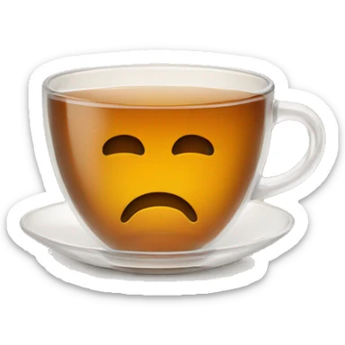 Clear tea cup with light brown tea  sticker