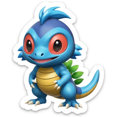 Elemental shimmering lucky charming smiling cute Croagunk-Dragalge-Hawlucha-Pokémon-Fakémon-hybrid-creature sticker