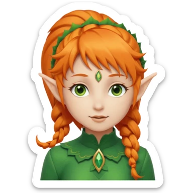 Orange Haired Elf, Elf girl with orange ponytail hair sticker