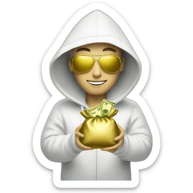 Hacker with money and gold sticker