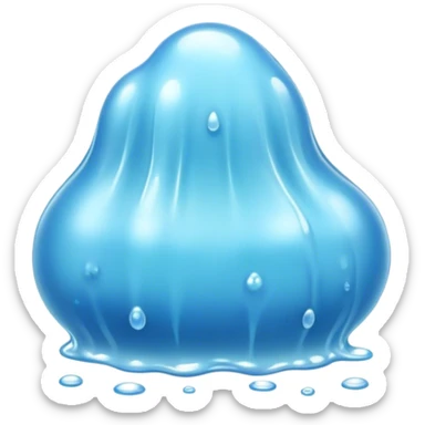 Cinematic Realistic Clear Blue Slime, glossy and translucent with a soft blue hue, light reflecting off its smooth surface, subtle bubbles trapped inside, slightly jiggling with movement, delicate highlights enhancing its wet and squishy texture, glowing with a soft, magical aura. sticker