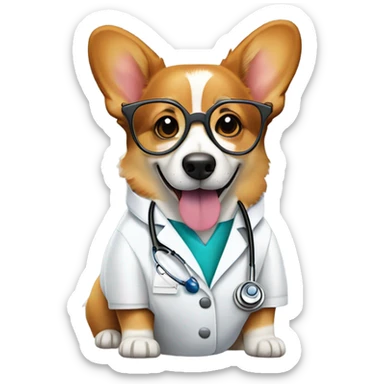 Corgi dog as a doctor sticker