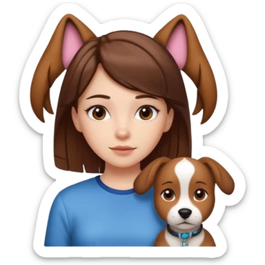 White girl with straight brown hair name is Valentina put dog ears on her and make he rlike like a bith but still not ugly just the dog prt of it and also have a shirt that says siri on it sticker