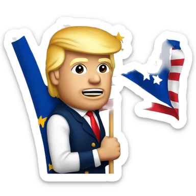 Donald Trump with a flag from the European Union sticker