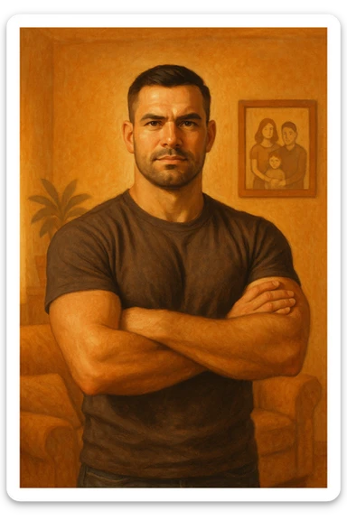 UOMO A BRACCIA CONSERTE CHE TRASMETTE PROTEZIONE PER LA SUA FAMIGLIA sticker