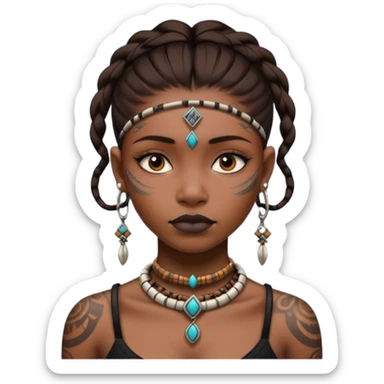 tribal girl Tattooed, empty neck sticker