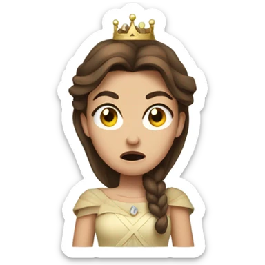 Angry princess with brown hair sticker