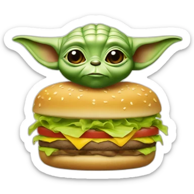 Yoda qui mange un hamburger sticker