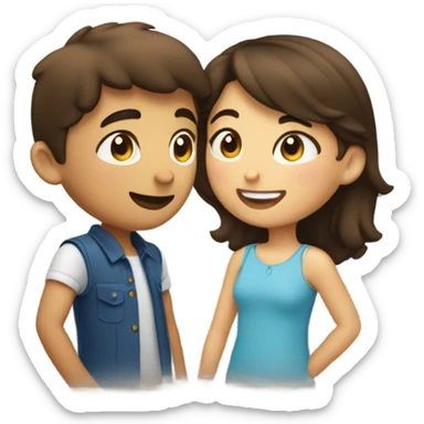 brunette boy and girl in love sticker