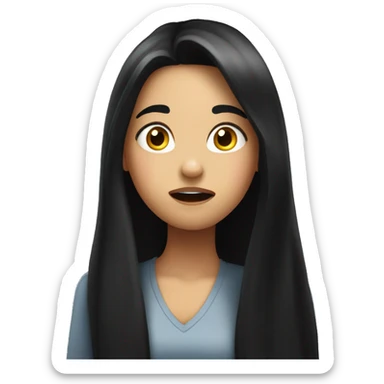 girl with long black hair feeling amazed mind blowing expression  sticker