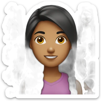 pakistani black girl straight long dark hair sticker