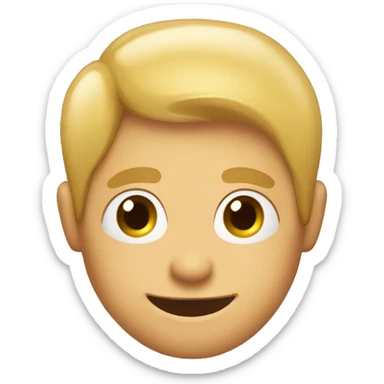 curtains  hair style,  wide apart eyes, two big front teeth, white male,  sticker