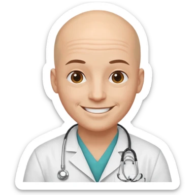 bald doctor with bandanna sticker