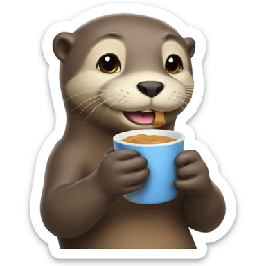 Otter drinking tea and eating peanut butter sandwich sticker