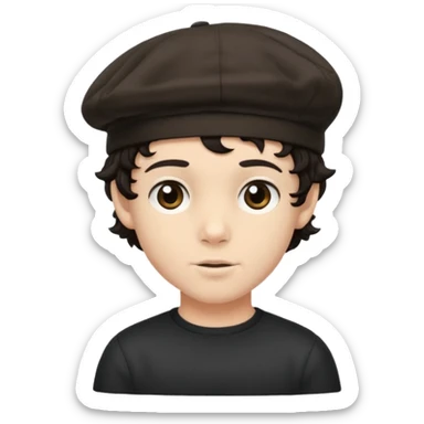 young boy dark hair with flat skullcap and curly sidelocks sticker