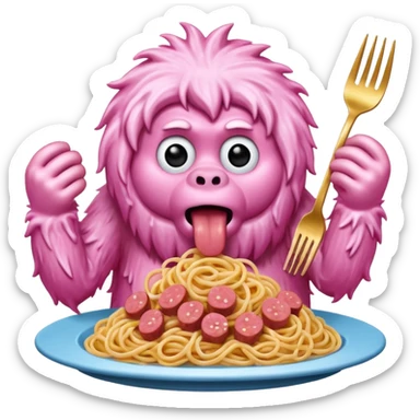 pink yeti eat spam spaghetti  sticker