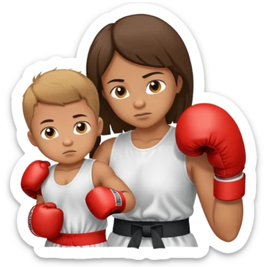 Infant boy boxing his young mother  sticker