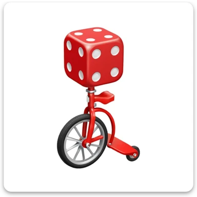 dice riding on a unicycle  sticker