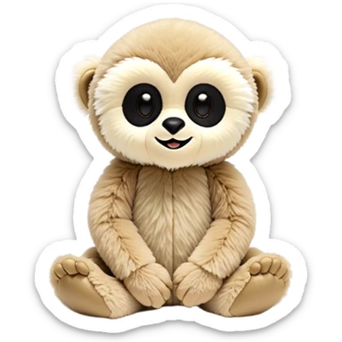 lar gibbon jellycat stuffed animal plush, soft and cute, kawaii, tiny beady black eyes sticker