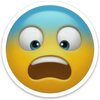 Yellow circle with blurred blue top looking horrified sticker